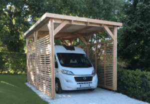 carport camping car bois