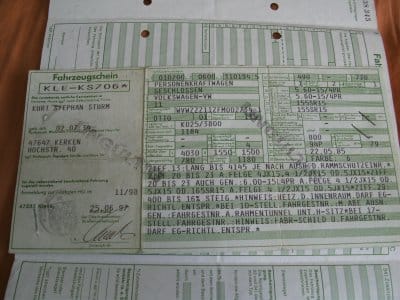Camping car Allemagne : Carte Grise