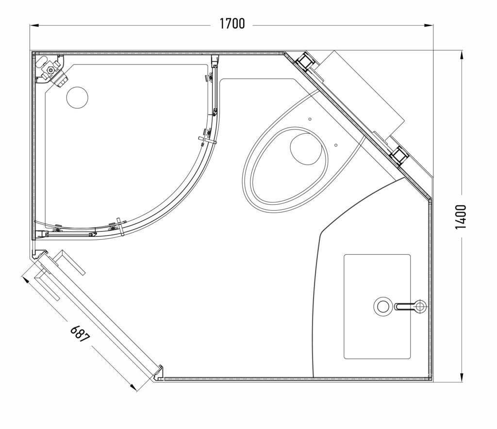 Sanitaire bloc sanitaire préfabriqué pour camping-car : plan