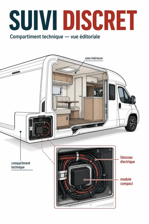 Installation discrète d’un tracker pour camping car dans un compartiment technique