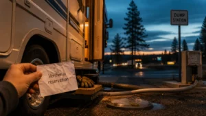 Etats-Unis location camping car : vérifier la réservation sur une aire avec dump station