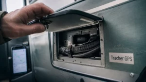 Tracker pour camping car : boîtier GPS caché dans un compartiment technique